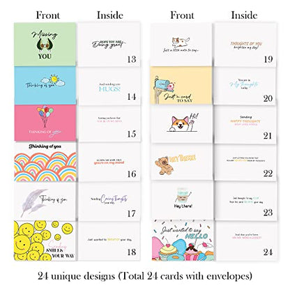 Thinking of You Cards with Envelopes - 24 Thinking of You Greeting Cards with Unique Designs and Inspiring Words - The Perfect Encouragement Cards to Send to a Close Friend, Relative or Loved One (24) - color: Huge Variety