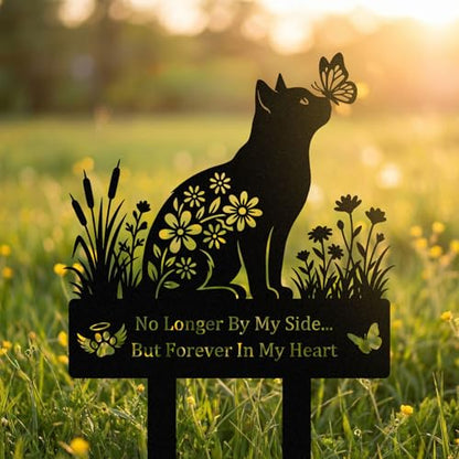 Cat Grave Marker for Cat Cemetery, Metal Yard Memorial, Garden Stake Decoration for Loss of Pet