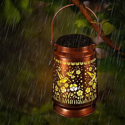 Solar Lanterns Outdoor Waterproof Gifts for Women Grandma Gifts | HanGing Solar Lantern for Mom Hummingbird Garden Decor Solar Hanging Lantern Metal for Patio Yard Festival Pathway Landscape - style: Hummingbird
