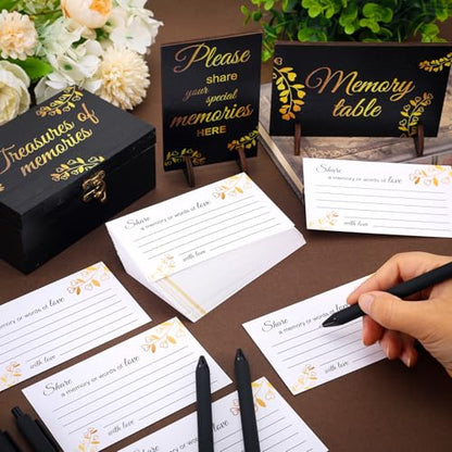 Share a Memory Cards Wooden Box for Celebration of Life Decoration - style: Elegant Black & Gold Set