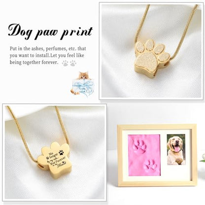 zeqingjw Pet Cremation Jewelry for Ashes Pendant Paw Print Pet Heart Urn Necklace Memorial Keepsake Jewelry for Pet/Dog's/Cat's Ashes - color: Paw Print-1-Gold