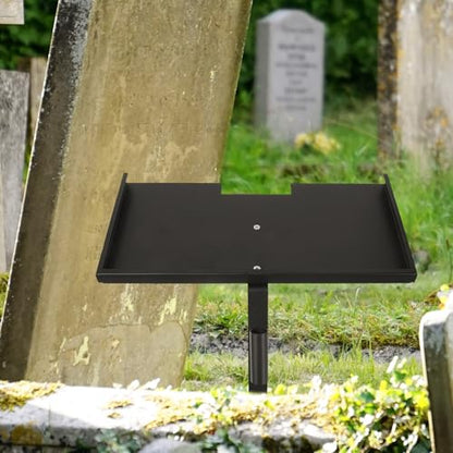 Yardwe Heavy Duty Grave Marker Stand for Cemetery Memorial Plaques Iron Metal Holder for Loved Ones and Pets with Flower Bouquet Tube 12X11 Inch Durable Outdoor Memorial Sign Stake