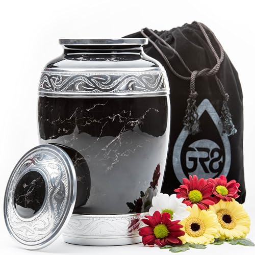 GR8 Keepsakes Black Marble-Finish Cremation Urn for Human Ashes Adult - color: Black