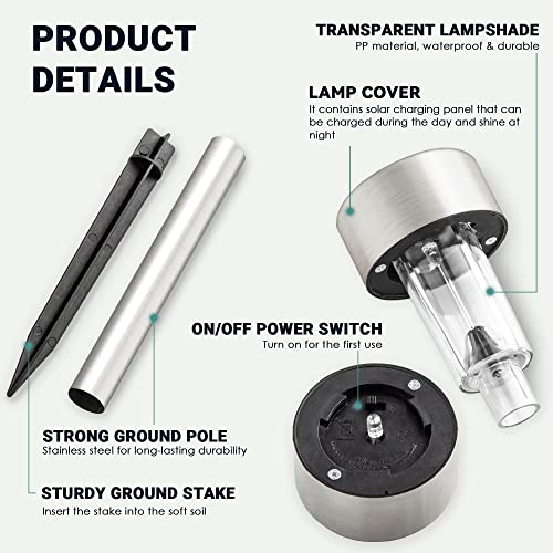 GIGALUMI 16 Pack Solar Lights Outdoor Waterproof, Stainless Steel - color: Cold White