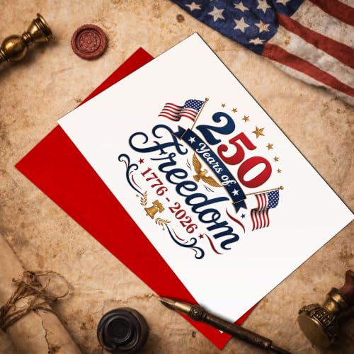 Fourth of July Invitation Greeting Card with Red Envelope, Patriotic Fireworks Community Celebration Card, USA Independence Day Party Invite Card for Family, Friends, Neighbors - color: ame10