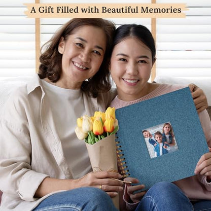 10"x10" Scrapbook Photo Album Linen Cover 20 Sheets 40 Pages White Paper - color: Blue, size: 10 Inch 40 Pages