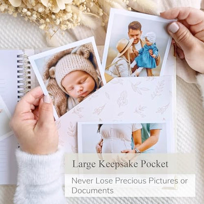 Baby Book Keepsake Boy or Girl Timeless Baby Memory Book First 5 Years for Baby Shower Gender Neutral Baby Scrapbook New Mom Gift Baby Journal from Birth to Age 5 Milestone Book Beige - color: Beige