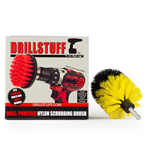 Home Cleaning Supplies - Bathroom Scrubbing Accessories - Tile Scrubber | Glass Shower Cleaner - Shower Curtain Scrubber - Bathtub Brush - Bath Mat Brush - Sink Cleaning Brush - Grout Cleaning Brush - color: Yellow, size: Mini Drill Brush