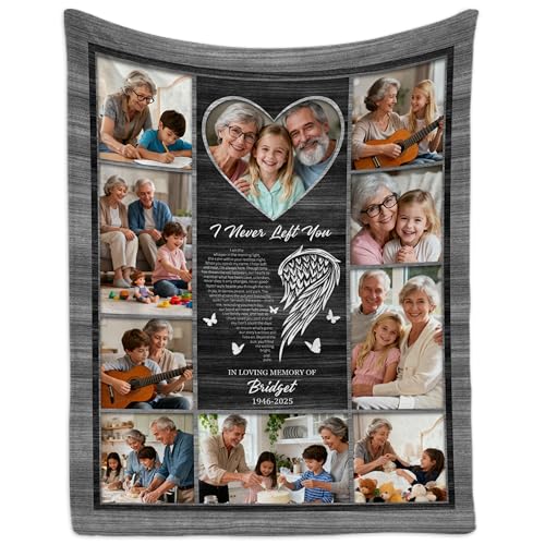 Personalized Picture Blanket Sympathy Gift for Loss of Mom Dad, Custom Memorial Remembrance Gift, Custom Blanket for Loss of Mother Father Grandma Grandpa, Personalized Photo Blankets, Print in USA - color: Memorial-3