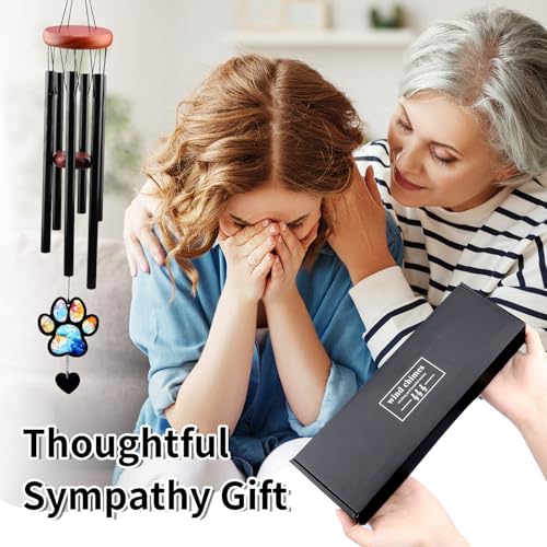 Dog Memorial Wind Chime for Loss of Pet Sympathy Bereavement Gift (Paw) | 26" Adjustable Sound Effects, Weather-resistant and Rust-proof, Suitable for Outside, Wood, Acrylic, Aluminum Materials - color: Dog Paw