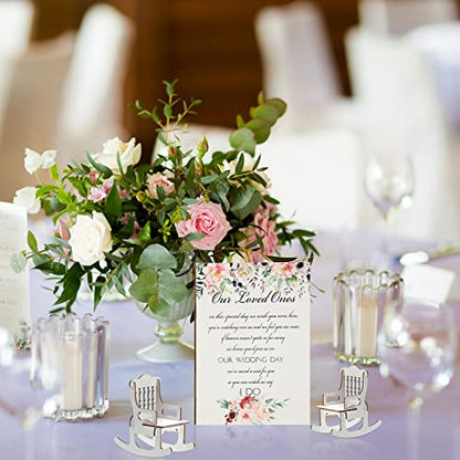 Yookeer 5 Pieces Wedding Memorial Chair Sign Reserved Wooden Table Plaque with Bracket in Memory of Loved Ones Who Died in Heaven - style: Flowers Style