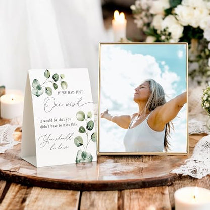 Your Main Event Prints - Wedding Memorial Sign - If We Had One Wish, In Loving Memory Eucalyptus Self-Standing Wedding Decorations
