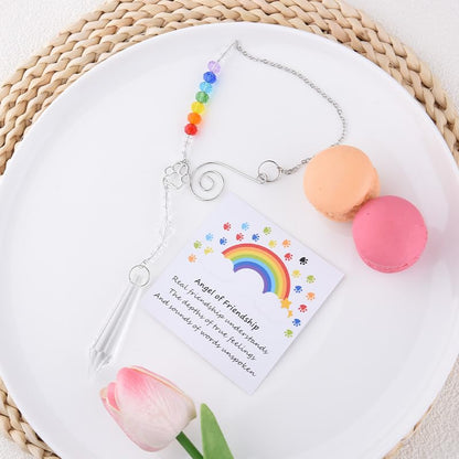 Sisadodo Rainbow Bridge Dog Memorial Gifts for Loss of Dogs Cats Rainbow Bridge Bracelet Keychains Paw Crystal Sun Catcher - color: Card and Crystal Suncatcher