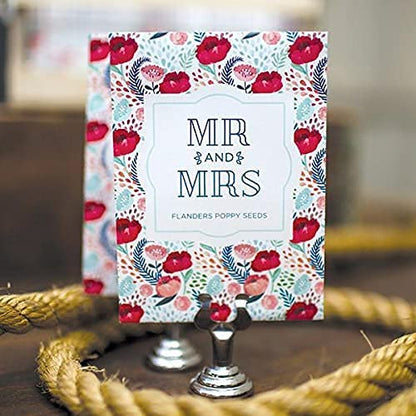 Bentley Seeds Mr & Mrs Pre Filled Flanders Poppy Seed Packets - 25 Individual Flanders Poppy Seed Packs -Wedding or Anniversary Party Favors Non-GMO Eco-Friendly Gift - Indoor Outdoor Garden Seeds - style: Mr and Mrs