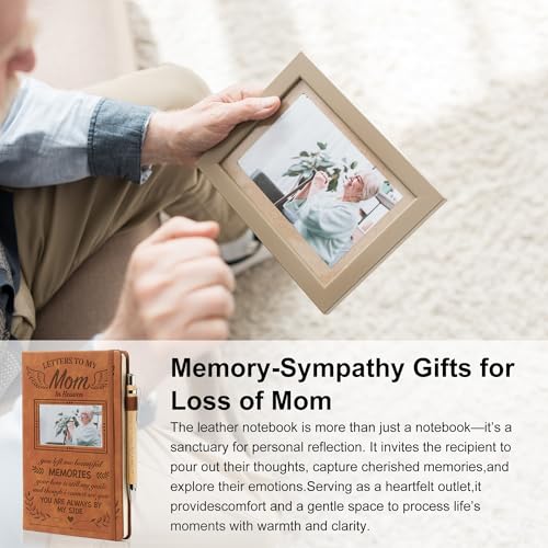 Memorial Gifts for Loss of Mom - Letters to My Mom in Heaven Grief Journal & Pen Set, Leather A5 Notebook with Photo Cover, Sympathy Bereavement Gifts for Loss of Mother, Mother’s Day, Christmas, Memorial Gift Set - style: Mom
