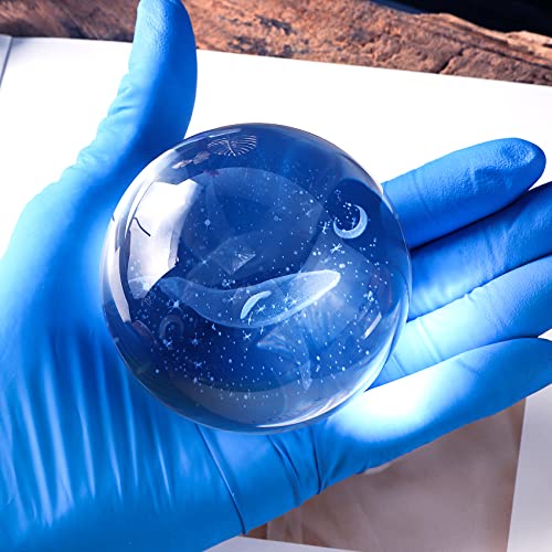 3D Engraved Whale Crystal Ball Whale Gifts, with Silver LED Base 3.15'' - color: Whale