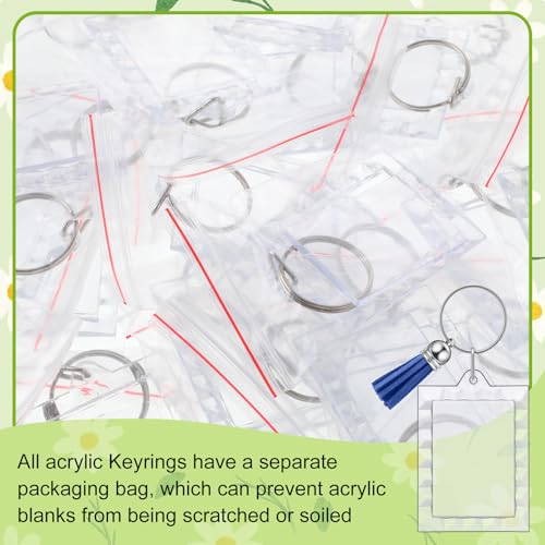 Yaomiao Acrylic Photo Keychain with Tassel Clear Blank Custom Keychain Frame Holder Insert Picture Keyring Making Kit - style: Wavy Rectangle
