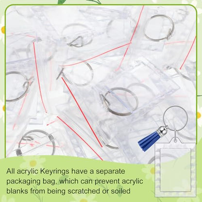 Yaomiao Acrylic Photo Keychain with Tassel Clear Blank Custom Keychain Frame Holder Insert Picture Keyring Making Kit - style: Wavy Rectangle