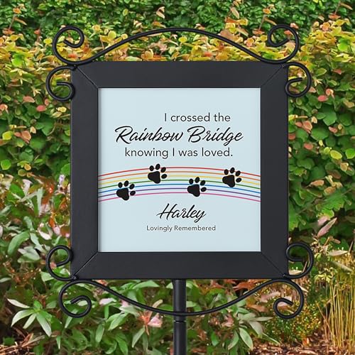 Let's Make Memories Personalized Pet Memorial Garden Stake - Over The Rainbow Bridge - Dog Memorial - color: Over The Rainbow
