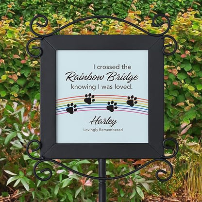 Let's Make Memories Personalized Pet Memorial Garden Stake - Over The Rainbow Bridge - Dog Memorial - color: Over The Rainbow