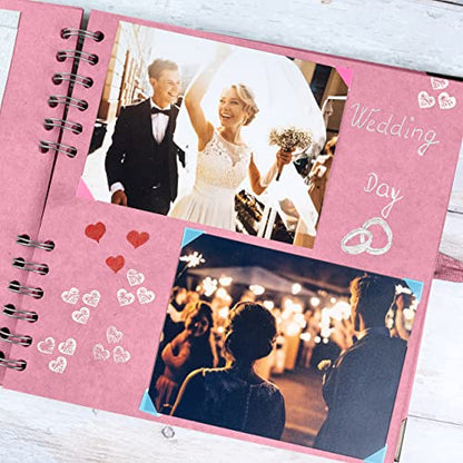 Bstorify Square Scrapbook Photo Albums 8 x 8 Inch Pink Thick Paper, Hardcover, Metal Corners, Ribbon Closure - Ideal for Your Scrapbooking Albums, Art & Craft Projects | Hardcover with Thick 200 GSM Kraft Paper, Ideal for Your Scrapbooking Albums, Art & C
