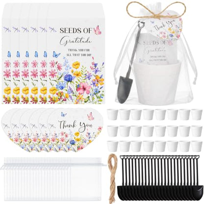 24 Sets Thank You Seed Card Sets Wildflower Appreciation Gift | Wildflower Seeds of Gratitude Packets Gifts Bulk (No Seed), for Women Coworker, Teacher, for Baby Shower Wedding Party Favors - style: Thank You