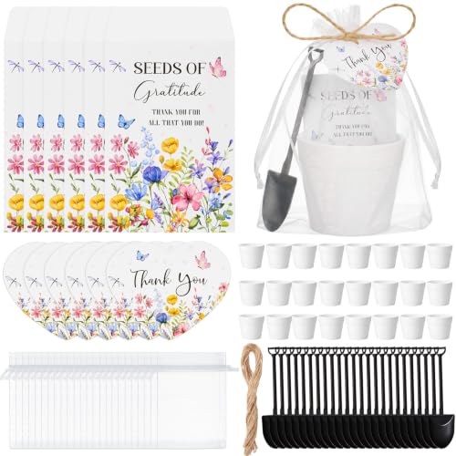 24 Sets Thank You Seed Card Sets Wildflower Appreciation Gift | Wildflower Seeds of Gratitude Packets Gifts Bulk (No Seed), for Women Coworker, Teacher, for Baby Shower Wedding Party Favors - style: Thank You