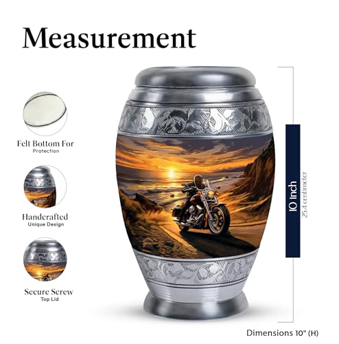 Motorcycle Urn for Ashes Adult Man - 10" Large Adult Size Cremation Urns - size: MON-10 Inch, 1 Pc