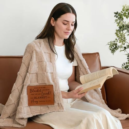 Get Well Gifts for Women Men - Checkered Soft Cotton Fleece Throw Blanket, Hug Blanket with Inspirational Words, Thinking of You/After Surgery/Healing Gifts for Women, Friends, Coworkers, 50" x 60"