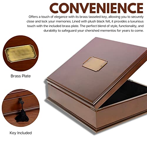 Romeo Memory Keepsake Box Organizer with Mahogany Wood Finish - Large Personal Storage Box with Locking Lid | Wooden Memory Box Gift for Anniversary, Wedding, Valentine, Birthday