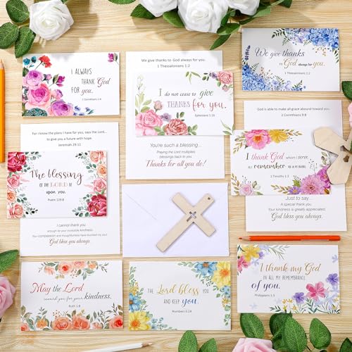Affrolling 50 Pack Christian Thank You Cards Bulk with Envelopes Stickers - style: Watercolor Flower