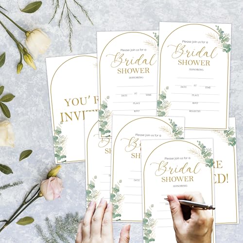 Bridal Shower Invitations, 25 Greenery Arch Invites with Envelopes for Bridal Shower Reception Engagement Party, Elegant Wedding Party Cards - B02 - style: Greenery Arch