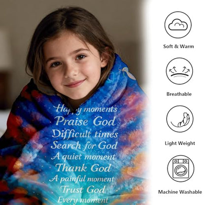 Christian Gifts for Women Blanket 60"x50" – Inspirational Bible Verse Throw Blanket, Religious Cross Dove Prayer Shawl, Spiritual Birthday Gifts, Baptism, Friendship, Encouragement Gifts for Her