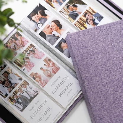 Hardcover Linen Photo Booth Photo Album - For Wedding or Party - Holds 80 Photobooth 2x6 Photo Strips - Slide In (PURPLE LAVENDER, 2X6) - color: PURPLE LAVENDER