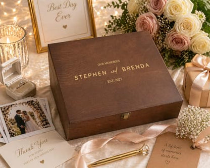 Personalised Engraved Wooden Keepsake Box, Wedding Memory Box, Personalized Keepsake Wood Box, Custom Wedding Gift, Custom Photo Box - style: Storage Box Design - 8