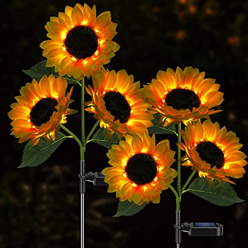 Solar Sunflower Lights Flowers Outdoor Waterproof for Yard Garden Cemetery
