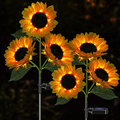 Solar Sunflower Lights Flowers Outdoor Waterproof for Yard Garden Cemetery