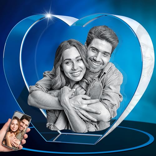 ArtPix 3D Crystal Photo, Personalized Gifts for Women, Wife, Her, Him, Men, Mom, Great Customized Gift With Your Own Photo - Anniversary, Wedding, Birthday - Custom Glass 3D Laser Etched Picture Frame - size: Small