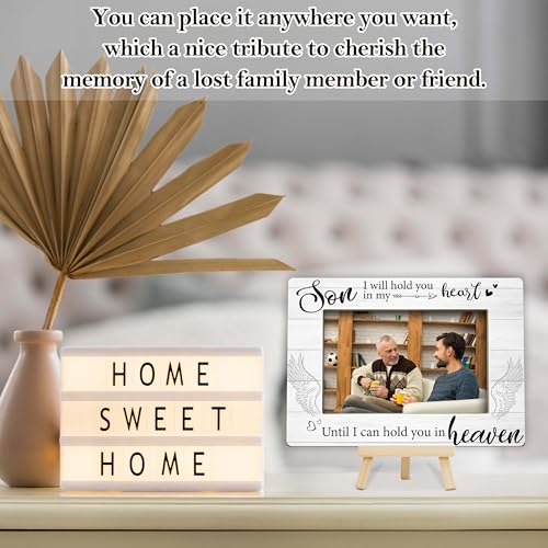 Memorial Gifts for Loss of Son, Memorial Picture Frame, Sympathy Gifts Wooden Photo Frame with Easel, 4x6 Child Loss Picture Frame for Tabletop Display - G02 - style: Loss of Son