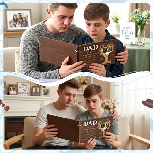 CY2SIDE Dad Memorial Gifts Photo Album – 110PCS In Loving Memory of Dad Wooden Scrapbook Kit Sympathy Gift for Loss of Father, Bereavement Keepsake Grief Journal for Father’s Day & Grieving Family - style: Memorial Dad