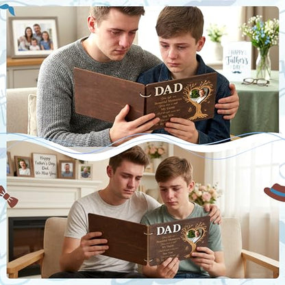 CY2SIDE Dad Memorial Gifts Photo Album – 110PCS In Loving Memory of Dad Wooden Scrapbook Kit Sympathy Gift for Loss of Father, Bereavement Keepsake Grief Journal for Father’s Day & Grieving Family - style: Memorial Dad