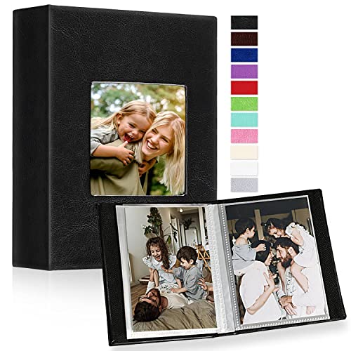 Ywlake Photo Album 4x6 50 Pockets 2 Packs, Small Mini Capacity Leather Photo Albums, Each Pack Holds 50 Top Loader Vertical Only Pictures Black - color: Black, size: 50 Photos/2PK