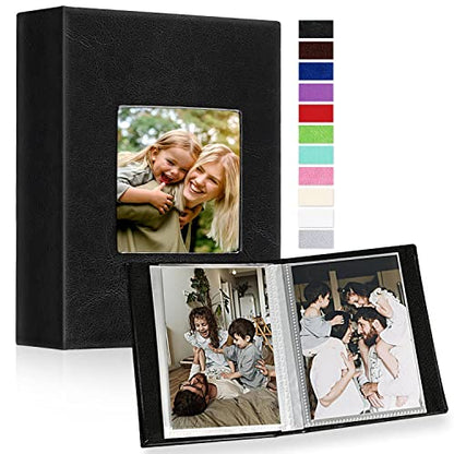 Ywlake Photo Album 4x6 50 Pockets 2 Packs, Small Mini Capacity Leather Photo Albums, Each Pack Holds 50 Top Loader Vertical Only Pictures Black - color: Black, size: 50 Photos/2PK