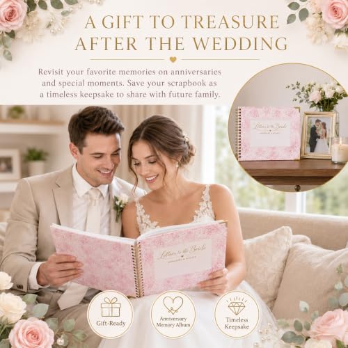 Letters to the Bride Scrapbook Kit, Bridal Shower Guest Book Alternative - color: pink