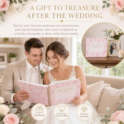 Letters to the Bride Scrapbook Kit, Bridal Shower Guest Book Alternative - color: pink