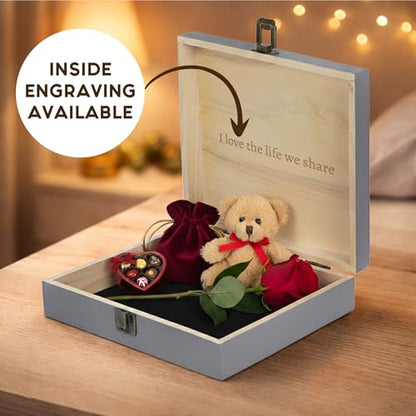 Personalized Anniversary Box, Engraved Wooden Keepsake Box for Couples | Love Letter Box, Memento Storage, 6 Designs, 4 Sizes & 4 Finishes, Optional Inside Engraving, Proposal or Gift for Him - style: 6. Anniversary Designs