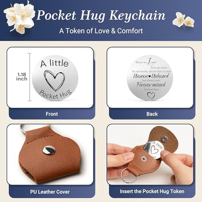 Memorial Leather Journal with Photo Window, Sympathy Gifts for Loss of Loved One in Heaven, In Loving Memory Notebook A5 Grief Journal, 200 Pages with Pen & Pocket Hug Keychain (Blue) - color: Blue