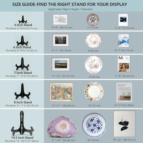 Artliving Black 6" Wood-Like Plastic Easels Plate Display Stands Picture Frame Stand Holder-Set of 4 - size: 6 inch