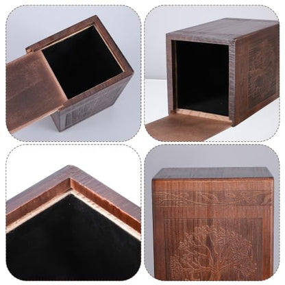 Wooden Cremation Urn with Satin Bag for Burial | Tree of Life Decorative Funeral Memorial Urns Box for Human Ashes Men Women Child or Pet Cat Dog, (222 Cubic Inch)