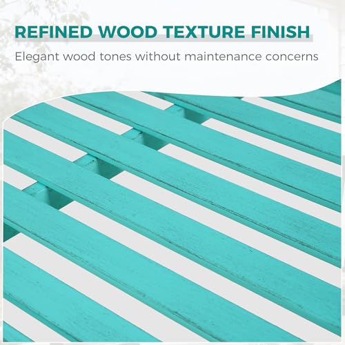 Grand patio 52" Farmhouse Outdoor Bench with Armrest, Turquoise Blue | Anti-rust Aluminum Frame, Faux Wood Grain Finish, for Front Porch, Yard, Park, Garden - color: Turquoise Blue